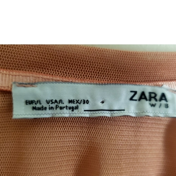 Zara Orange Floral Top Sheer Applique Blouse Bohemian Y2K Cover Up Womens Sz L - Picture 6 of 8